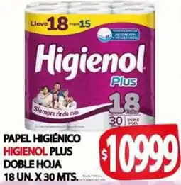 Supermercados Caracol Higienol plus papel higiénico oferta