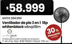 Changomas whitenblack ventilador de pie 3 en 1 18p oferta