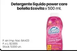 Changomas Ecovita detergente líquido power care oferta