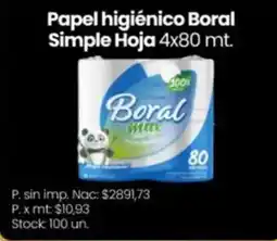 Changomas Boral papel higiénico simple hoja oferta