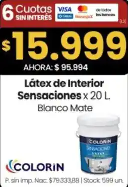 Changomas Colorin latex de interior sensaciones blanco mate oferta