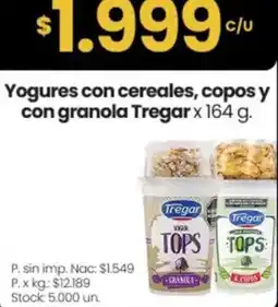 Changomas Tregar yogures con cereales, copos y con granola oferta