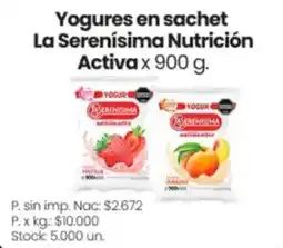 Changomas La serenisima yogures en sachet nutricion activa oferta