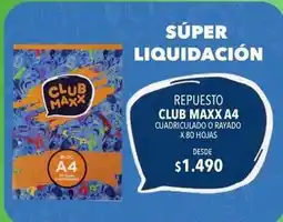 Supermercados Vea Repuesto club maxx a4 cuadriculado o rayado x 80 hojas oferta