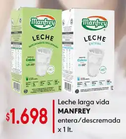 Supermercados Mariano Max Manfrey leche larga vida entera o descremada oferta