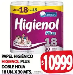Supermercados Mariano Max Higienol papel higiénico plus oferta