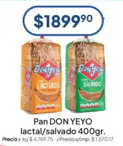 Hergo Don yeyo pan lacteado/salvado oferta