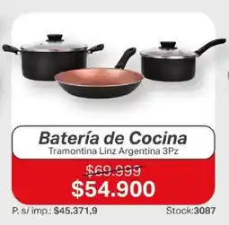 Ferniplast Tramontina batería de cocina linz argentina 3pz oferta