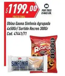 Supermercados Comodin Gaona - oblea sinfonia agrupada 4x50gr / surtido recreo 300gr cod. 47441/71 oferta