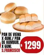 Supermercados Mariano Max Pan de viena x 4uni./ pan de hamburg. x 6uni oferta