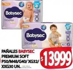 Supermercados Mariano Max Babysec - pañales premium soft p50/m48/g40/xg32/xxg30 un oferta