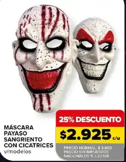 Carrefour Máscara payaso sangriento con cicatrices oferta