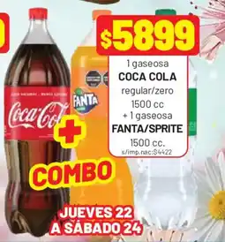 Almacor Coca cola gaseosa regular/zero + fanta/sprite oferta