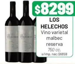 Almacor Los helechos vino varietal malbec reserva oferta