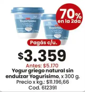 Yogurísimo yogur griego natural sin endulzar