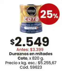 Coto Coto duraznos en mitades oferta