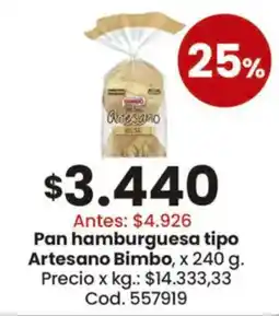 Coto Bimbo pan hamburguesa tipo artesano oferta