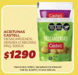 Supermercados Vea Castell aceitunas desacarozadas, verdes o negras oferta