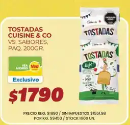 Supermercados Vea Cuisine & Co tostadas vs. sabores oferta
