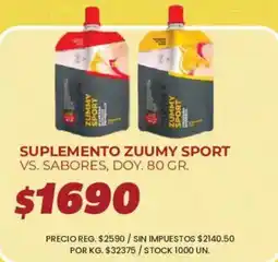 Supermercados Vea Zuumy sport suplemento vs. sabores oferta