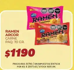 Supermercados Vea Arcor ramen carne oferta