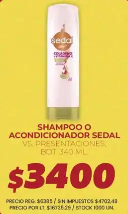 Supermercados Vea Sedal shampoo o acondicionador oferta