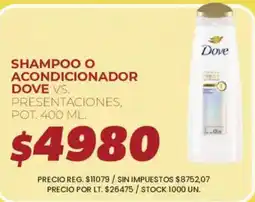Supermercados Vea Dove shampoo o acondicionador oferta