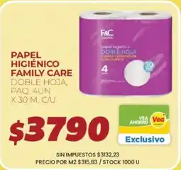 Supermercados Vea F&C papel higiénico doble hoja oferta