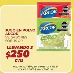 Supermercados Vea Arcor jugo en polvo vs. sabores oferta