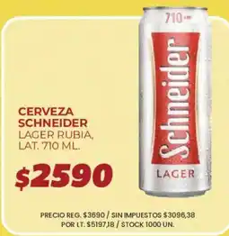 Supermercados Vea Schneider cerveza lager rubia oferta