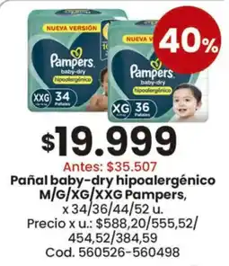 Coto Pampers pañal baby-dry hipoaletgénico oferta