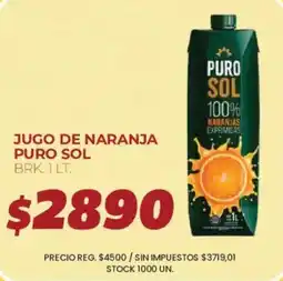 Supermercados Vea Puro sol jugo de naranja oferta