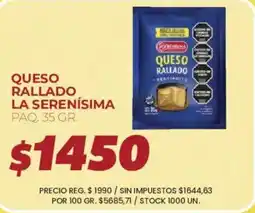 Supermercados Vea La serenisima queso rallado oferta