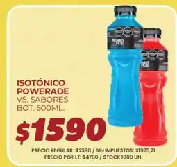 Supermercados Vea Powerade isotónico vs. sabores oferta