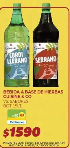 Supermercados Vea Cuisine & Co bebida a base de hierbas vs. sabores oferta
