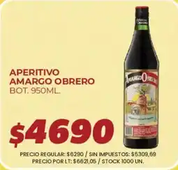 Supermercados Vea Aperitivo amargo obrero oferta