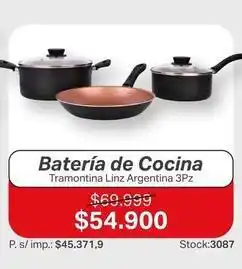 Ferniplast Tramontina - batería de cocina linz argentina 3pz oferta