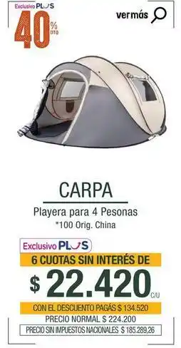 Carpa playera para 4 personas