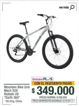 La Anonima Mountain bike gris mach x29 rodado 29 earth 360 oferta