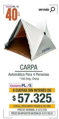 La Anonima Carpa automática para 4 personas oferta