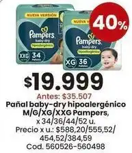 Coto Pampers - pañal baby-dry hipoalergénico m/g/xg/xxg oferta