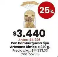 Coto Bimbo - pan hamburguesa tipo artesano oferta
