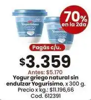 Coto Yogurísimo - yogur griego natural sin endulzar oferta