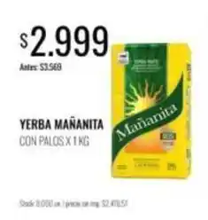 Supermercados Tadicor Mañanita - yerba ma ilde{n}anita con palos oferta