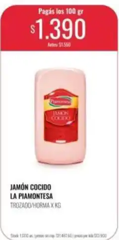 Supermercados Tadicor La piamontesa - jamón cocido oferta