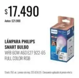Supermercados Tadicor Philips - lámpara smart bulbo wfb 60w a60 e27 922-65 full color rgb oferta
