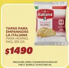 Supermercados Vea La italiana - tapas para empanadas para horno oferta