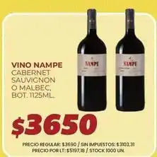 Supermercados Vea Nampe - vino nampe cabernet sauvignon o malbec, bot. 1125ml oferta