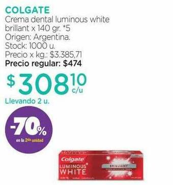 Farmacity Colgate Crema Dental Luminous White Brillant oferta