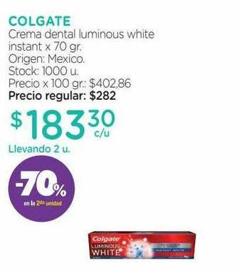 Farmacity Colgate Crema Dental Luminous White Instant oferta